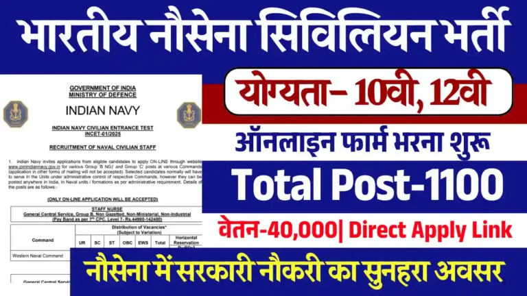 10वी से डिग्री पास हेतु Indian Navy Civilian Recruitment 2025: डायरेक्ट लिंक से करे Apply